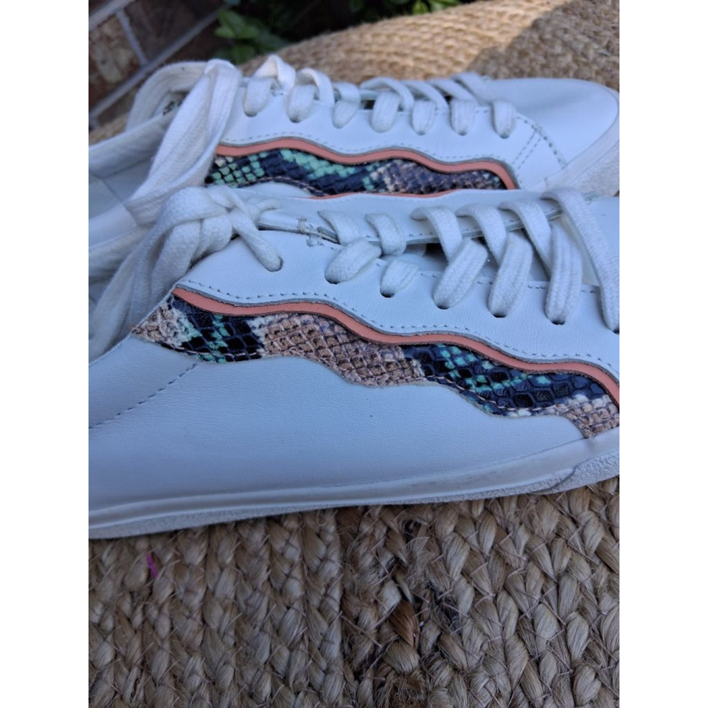 Madewell Sidewalk Low -Top Sneakers Sz 9.5 Snake Embossed Leather Wave EUC - Picture 6 of 13